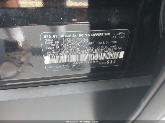 2022 MITSUBISHI OUTLANDER JA4J3VA80NZ084668 Photo 8