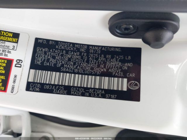 2020 LEXUS ES 350 58AGZ1B10LU075797 Photo 8