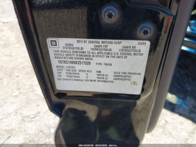 1999 GMC SIERRA 1500 1GTEC14V9XZ517229 Photo 8
