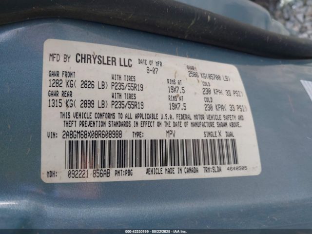2008 CHRYSLER PACIFICA 2A8GM68X08R608988 Photo 8