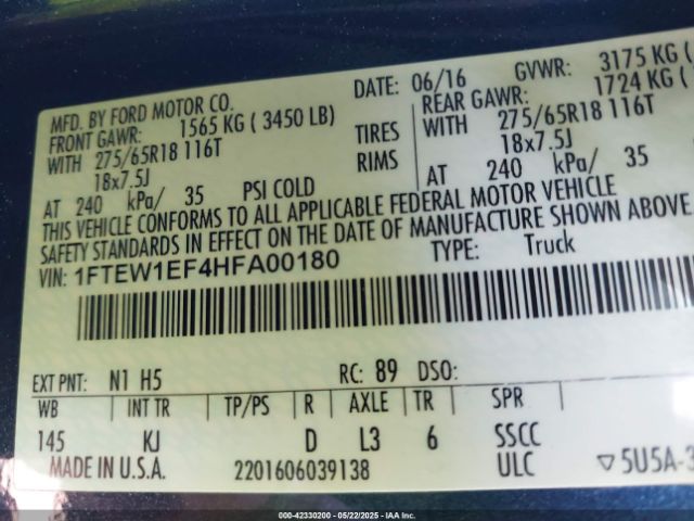 1FTEW1EF4HFA00180 Ford F-150 King Ranch