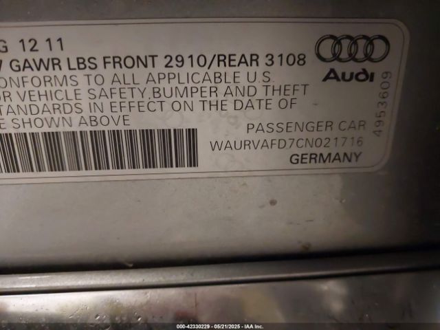 2012 AUDI A8 L WAURVAFD7CN021716 Photo 8