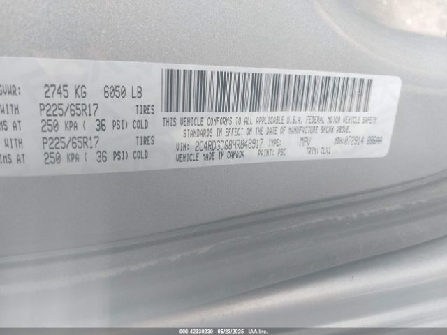 2017 DODGE GRAND CARAVAN 2C4RDGCG8HR848917 Photo 8