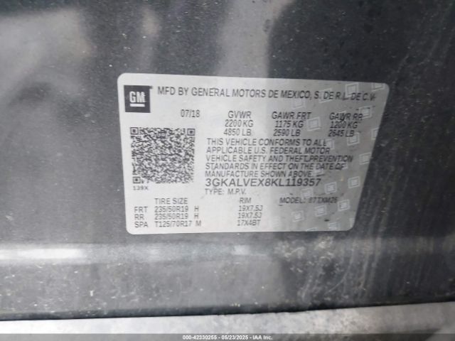 3GKALVEX8KL119357 GMC ltg - spark ignited direct injection, alum dohc, vvt, dcvcp turbo, e0-e100, alum