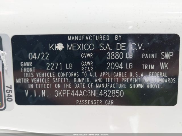 2022 KIA FORTE 3KPF44AC3NE482850 Photo 8
