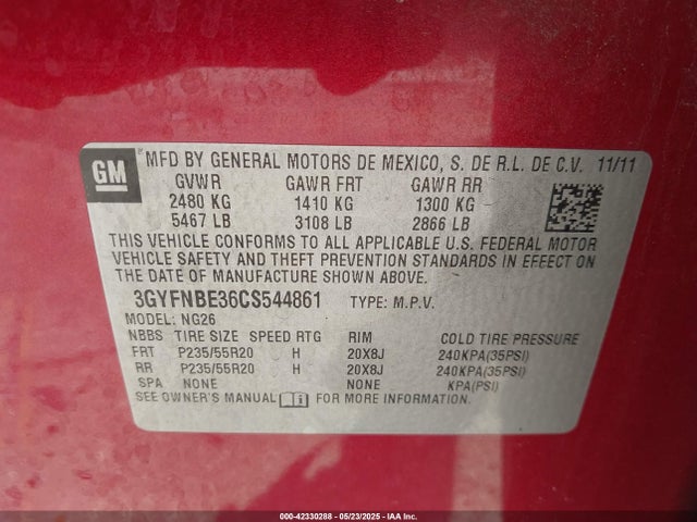 2012 CADILLAC SRX 3GYFNBE36CS544861 Photo 8