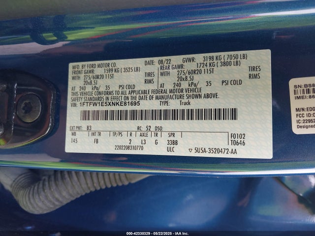 1FTFW1E5XNKE81695 Ford 5.0l-4v