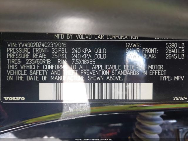 2012 VOLVO XC60 YV4902DZ4C2312016 Photo 8