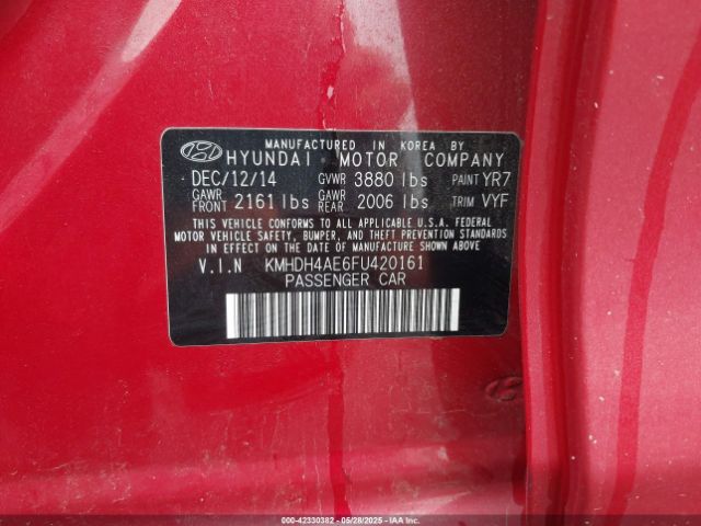 KMHDH4AE6FU420161 Hyundai ELANTRA SE