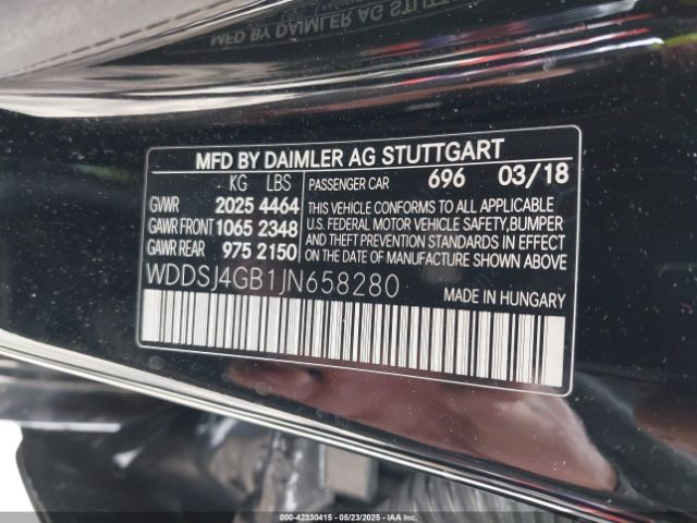WDDSJ4GB1JN658280 Mercedes-Benz CLA 250 4MATIC