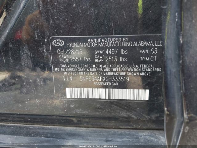 5NPE34AFXGH333519 Hyundai Sonata Sport