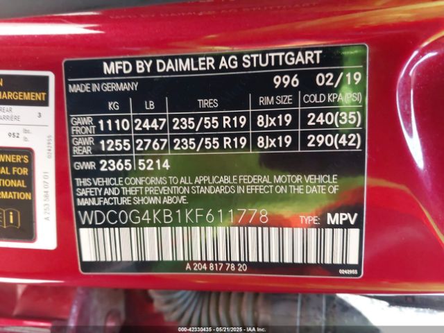 WDC0G4KB1KF611778 Mercedes-Benz Glc 300 4matic