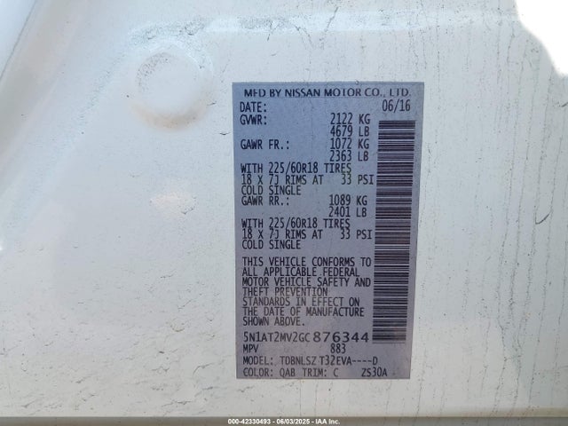 5N1AT2MV2GC876344 Nissan 2016