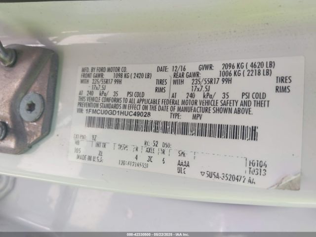 2017 FORD ESCAPE 1FMCU0GD1HUC49028 Photo 8
