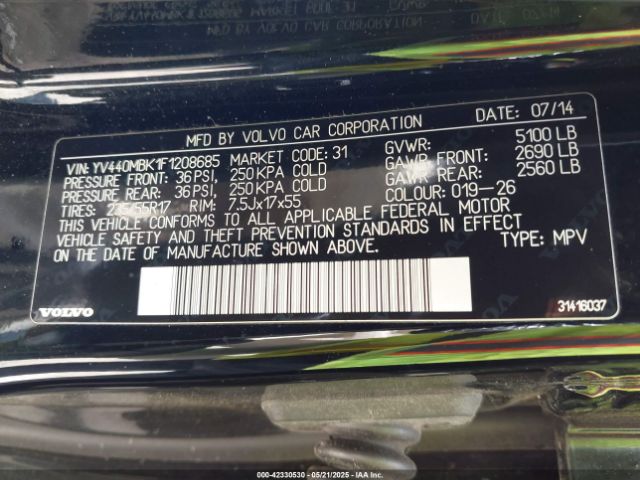 2015 VOLVO XC70 YV440MBK1F1208685 Photo 8