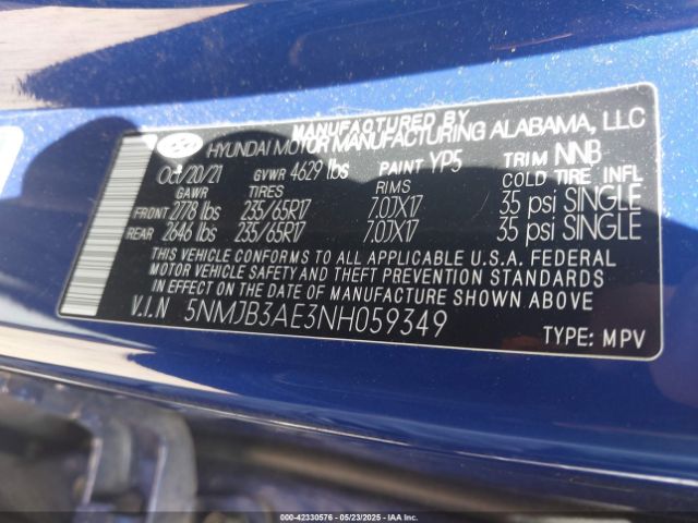2022 HYUNDAI TUCSON 5NMJB3AE3NH059349 Photo 8