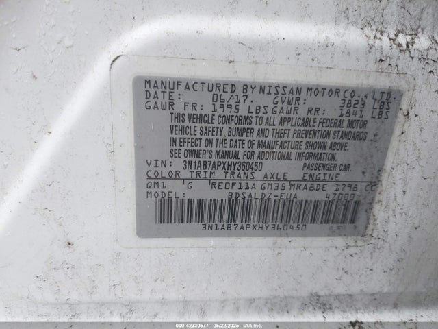 3N1AB7APXHY360450 Nissan SENTRA SV