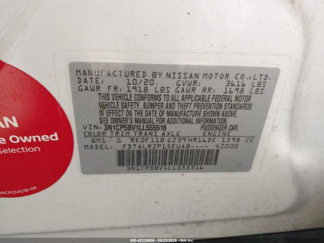 3N1CP5BV1LL555516 Nissan 2020