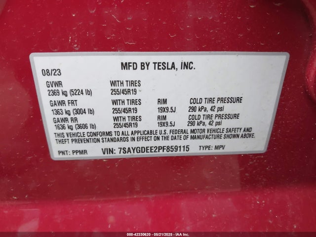 2023 TESLA MODEL Y 7SAYGDEE2PF859115 Photo 8