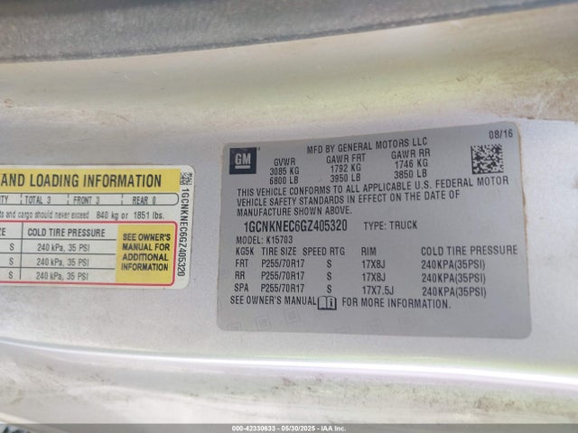 1GCNKNEC6GZ405320 Chevrolet l83 - sidi, vvt, afm, e85 max, aluminum