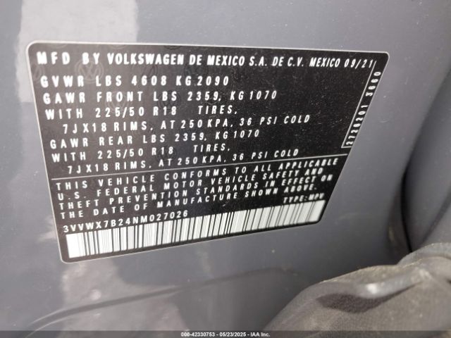 3VVWX7B24NM027026 Volkswagen tsi