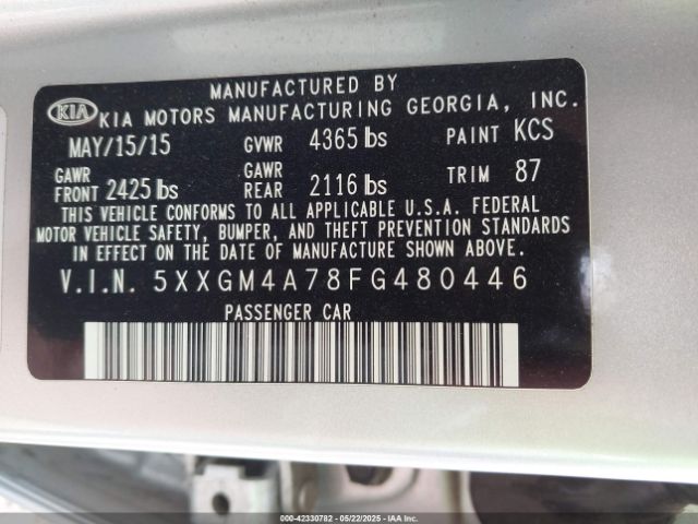 5XXGM4A78FG480446 KIA dohc gdi theta ii