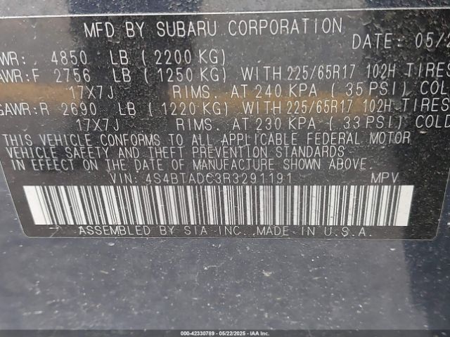2024 SUBARU OUTBACK 4S4BTADC3R3291191 Photo 8