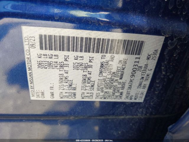 5N1BT3BA7PC900311 Nissan Rogue Sv Fwd