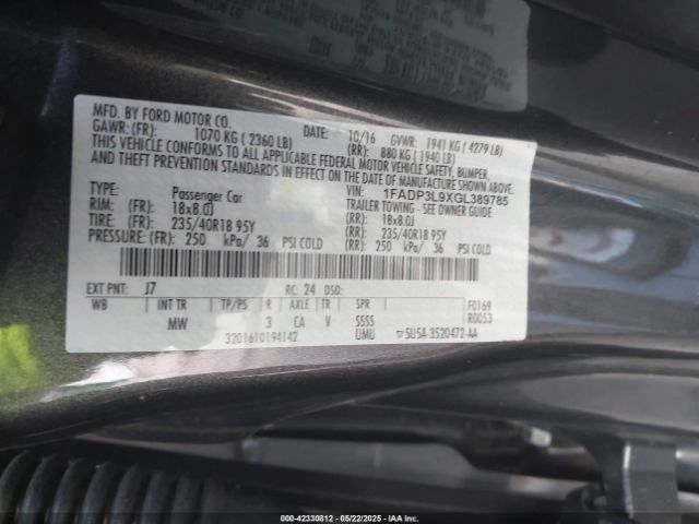 1FADP3L9XGL389785 Ford FOCUS ST