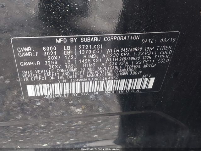 4S4WMARD9K3464850 Subaru Ascent Touring