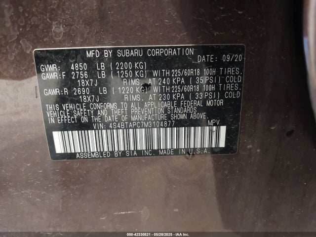 4S4BTAPC7M3104877 Subaru 2021