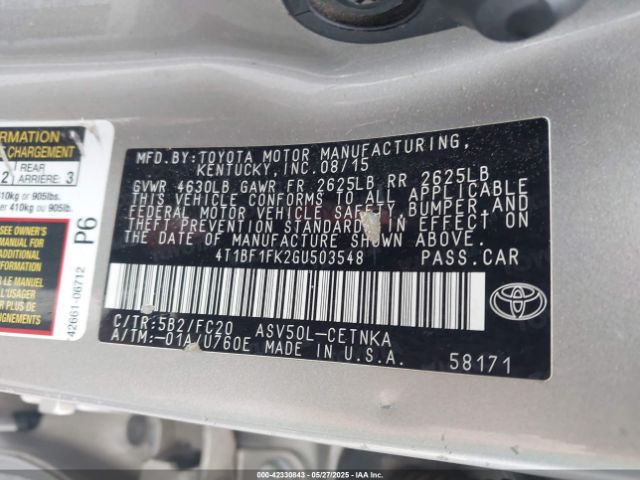 4T1BF1FK2GU503548 Toyota Camry Le/se/xle/xse