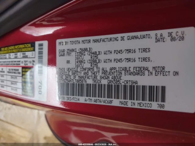 2020 TOYOTA TACOMA 3TYSZ5AN7LT005076 Photo 8