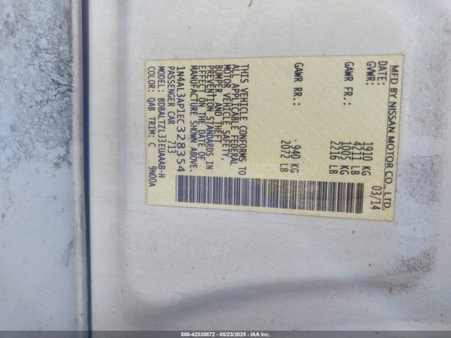 Nissan Altima 2014 1N4AL3AP1EC328354 Image 9