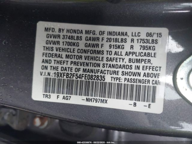 19XFB2F54FE082835 Honda r18z1