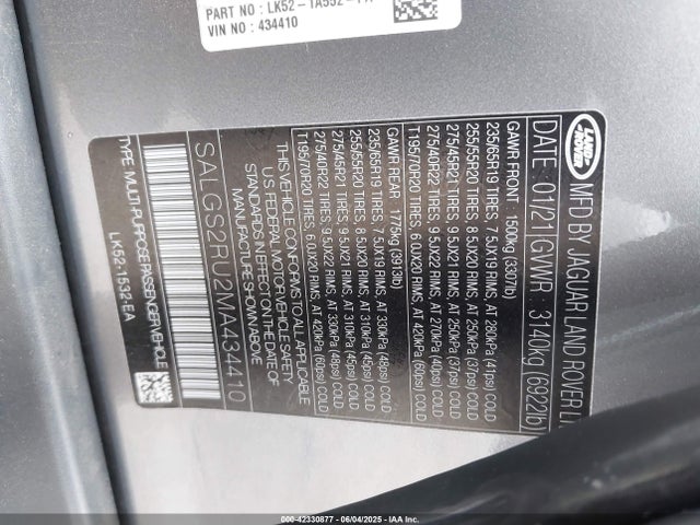 Land Rover aj20p6 2021 SALGS2RU2MA434410 Image 9