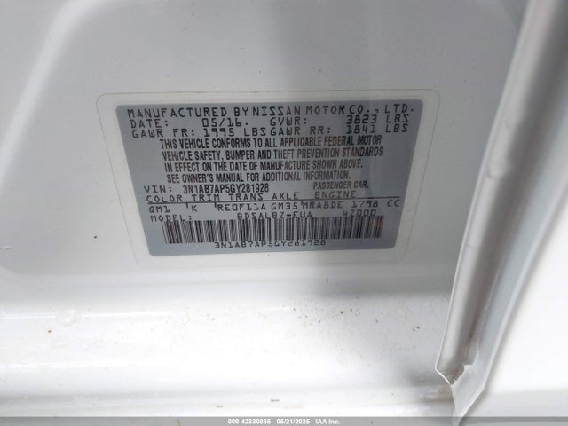 3N1AB7AP5GY281928 Nissan SENTRA S