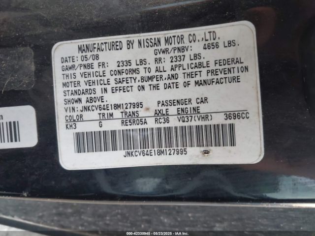 2008 INFINITI G37 JNKCV64E18M127995 Photo 8