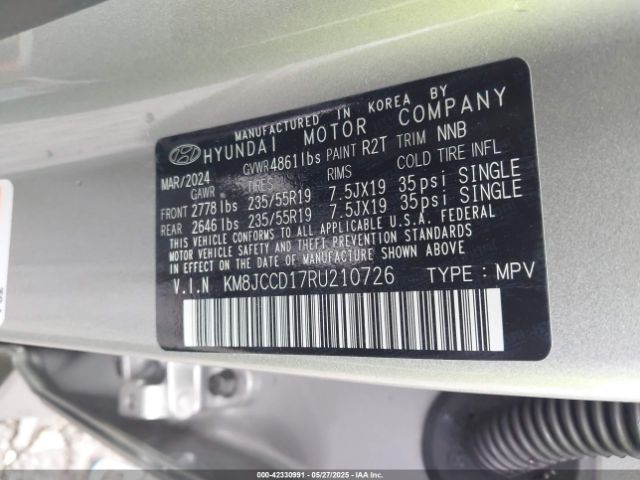 2024 HYUNDAI TUCSON HYBRID KM8JCCD17RU210726 Photo 8