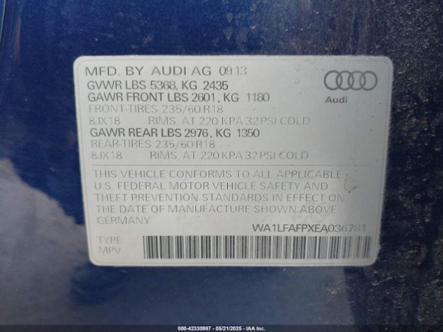 WA1LFAFPXEA036781 Audi Q5 2.0t Premium