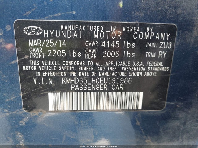 KMHD35LH0EU191986 Hyundai ELANTRA GT