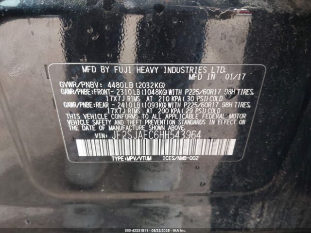 JF2SJAEC6HH543964 Subaru Forester 2.5i Premium