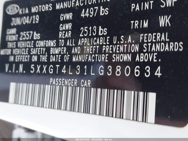 5XXGT4L31LG380634 KIA Optima Lx