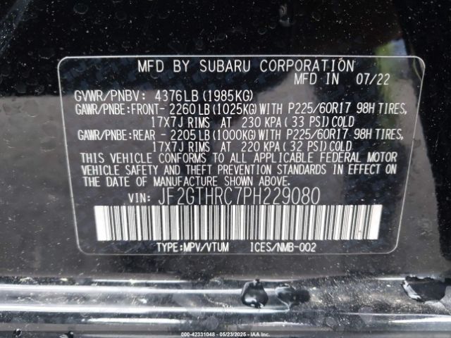 JF2GTHRC7PH229080 Subaru Crosstrek Sport