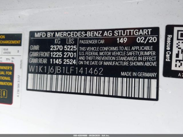 2020 MERCEDES-BENZ E 450 W1K1J6JB1LF141462 Photo 8