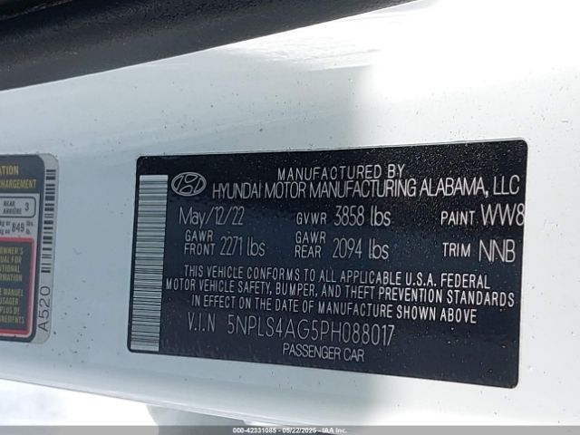 5NPLS4AG5PH088017 Hyundai ELANTRA SEL