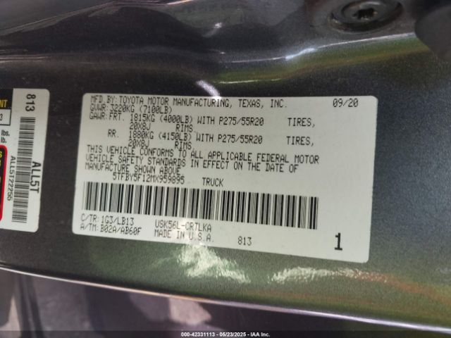 5TFBY5F12MX959895 Toyota Tundra Limited