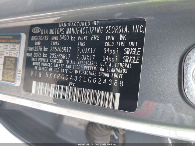 5XYPGDA32LG624388 KIA gdi theta-ii