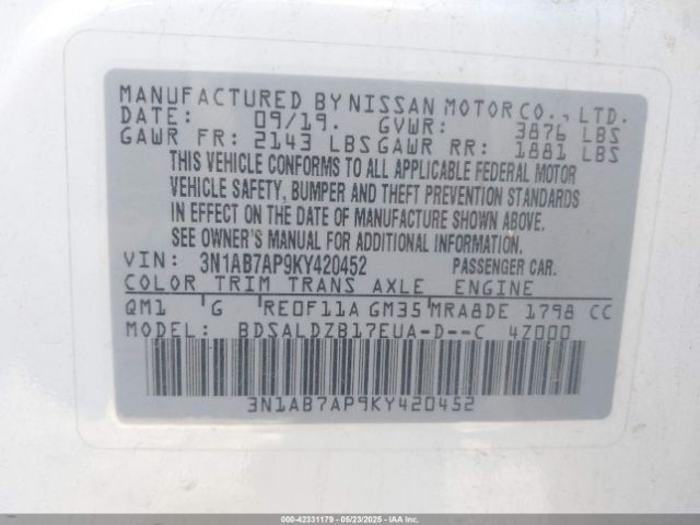 2019 NISSAN SENTRA 3N1AB7AP9KY420452 Photo 8
