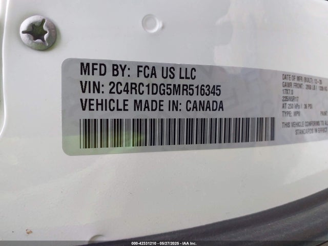 Chrysler Voyager 2021 2C4RC1DG5MR516345 Image 9